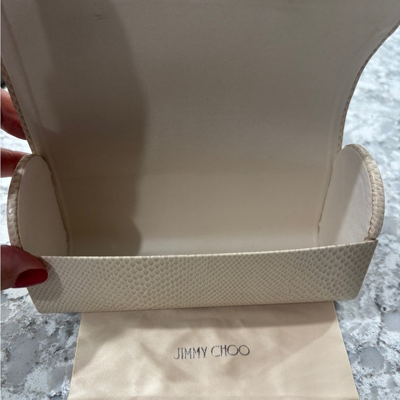 Jimmy Choo Ivory Snakeskin Hardshell Sunglasses/Eyeglasses Case - Picture 3 of 5